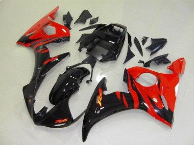 Noir Rouge Flamme Carénages Yamaha R6 03-05