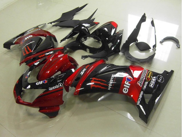 Noir Rouge Monster Carénages Kawasaki ZX 250R 08-12 Noir Rouge Monster Carénages Kawasaki ZX 250R 08-12