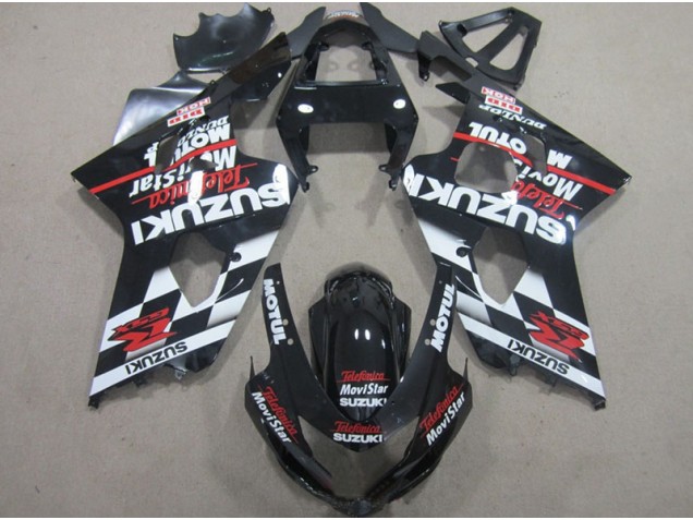 Noir Rouge Telefumia Movistar Carénage Suzuki GSXR 600 K4 04-05 Noir Rouge Telefumia Movistar Carénage Suzuki GSXR 600 K4 04-05