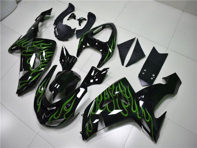 Noir Vert Flamme Carénage Kawasaki ZX10R 06-07 Noir Vert Flamme Carénage Kawasaki ZX10R 06-07