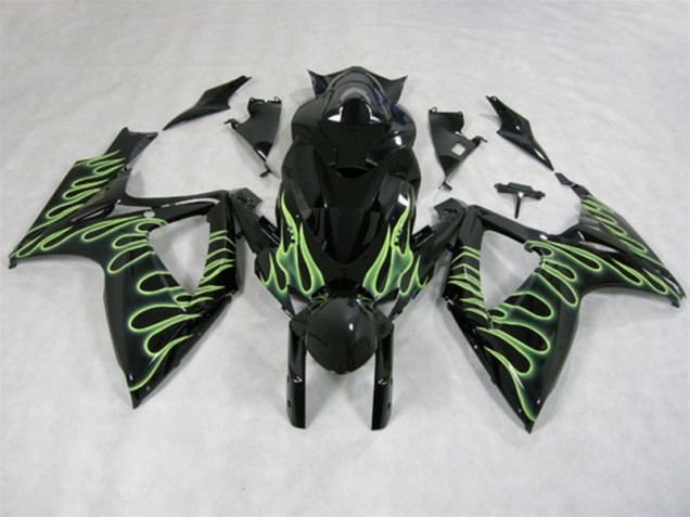 Noir Vert Flamme Carénage Suzuki GSXR 600 K6 06-07 Noir Vert Flamme Carénage Suzuki GSXR 600 K6 06-07