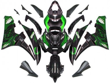 Noir Vert Flamme Carénage Yamaha R6 06-07