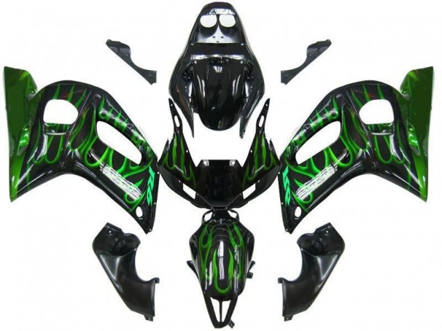 Noir Vert Flamme Carénage Yamaha R6 98-02