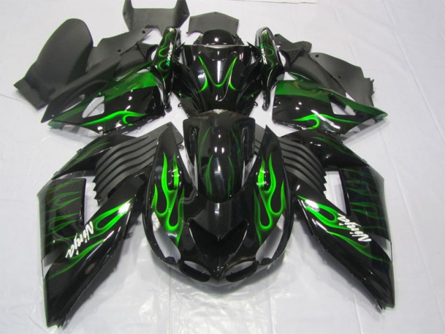 Noir Vert Flamme Ninja Carénage Kawasaki ZX14R ZZR 1400 06-11 Noir Vert Flamme Ninja Carénage Kawasaki ZX14R ZZR 1400 06-11