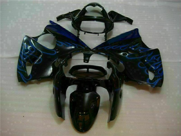 Noir avec Bleu Flamme Carénage Kawasaki ZX6R 00-02 Noir avec Bleu Flamme Carénage Kawasaki ZX6R 00-02
