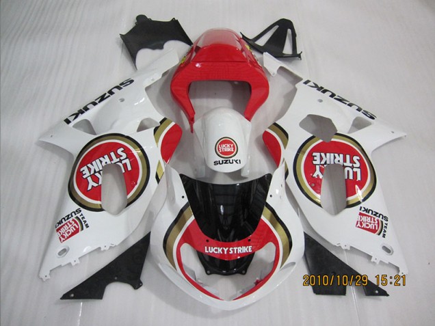 Rouge Blanc Lucky Strike Carénage Suzuki GSXR 600 K1 K2 K3 01-03 Rouge Blanc Lucky Strike Carénage Suzuki GSXR 600 K1 K2 K3 01-03