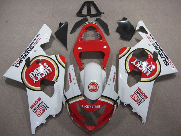 Rouge Blanc Lucky Strike Motul Carénage Suzuki GSXR 600 K4 04-05 Rouge Blanc Lucky Strike Motul Carénage Suzuki GSXR 600 K4 04-05