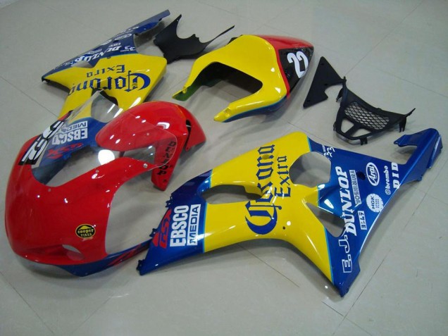 Rouge Jaune Bleu Corona Courses Carénage Suzuki GSXR 1000 K1 00-02 Rouge Jaune Bleu Corona Courses Carénage Suzuki GSXR 1000 K1 00-02