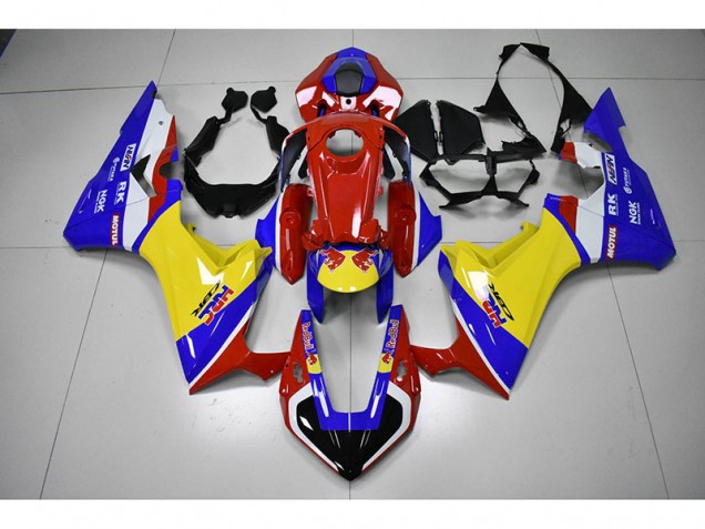 Rouge Jaune Bleu HRC Red Bull Carénage Honda CBR 1000 RR 17-23 Rouge Jaune Bleu HRC Red Bull Carénage Honda CBR 1000 RR 17-23