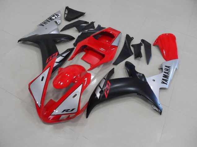 Rouge Matte Argent Carénage Yamaha R1 02-03 Rouge Matte Argent Carénage Yamaha R1 02-03