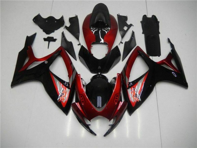 Rouge Noir Carénage Suzuki GSXR 600 / 750 K6 06-07 Rouge Noir Carénage Suzuki GSXR 600 / 750 K6 06-07