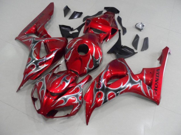 Rouge avec Noir Gris Flamme Carénage Honda CBR 1000 RR 06-07 Rouge avec Noir Gris Flamme Carénage Honda CBR 1000 RR 06-07