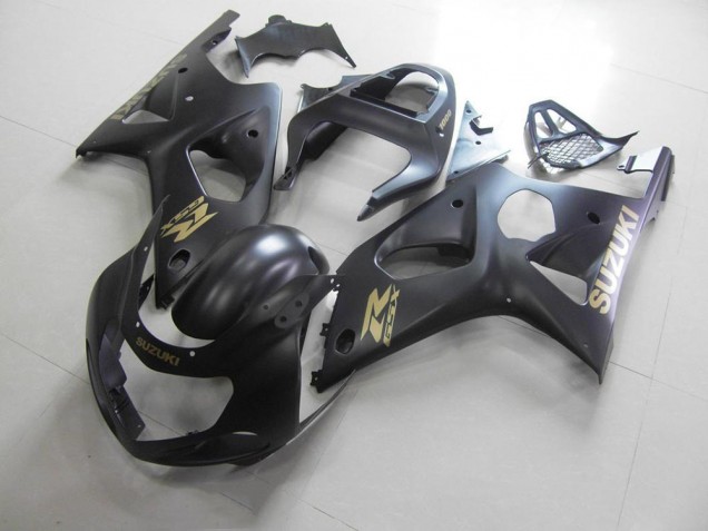 Tout Noir mat avec Décalque doré Carénage Suzuki GSXR 1000 K1 00-02 Tout Noir mat avec Décalque doré Carénage Suzuki GSXR 1000 K1 00-02