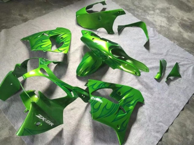 Vert Vert Flamme Carénage Kawasaki ZX9R 00-01 Vert Vert Flamme Carénage Kawasaki ZX9R 00-01
